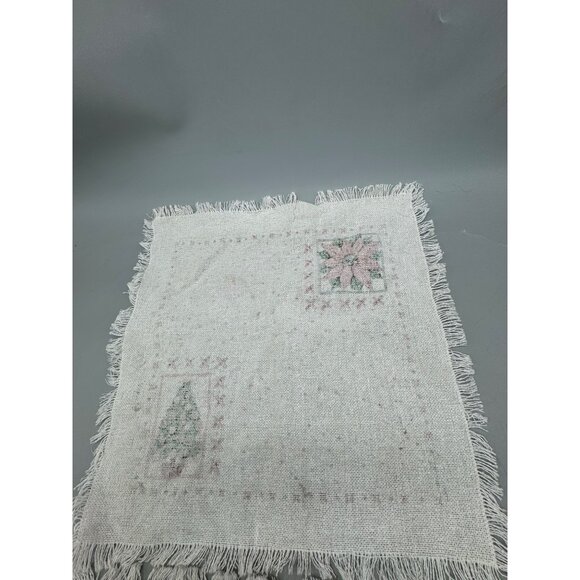 Vintage Christmas Themed Fringe Placemats Set Of 2 18"x13" Used READ - Picture 5 of 9